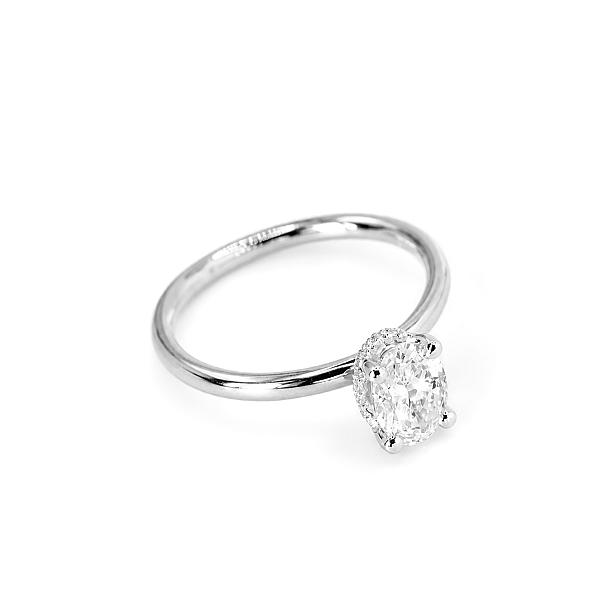 Image of 0.51ct Natural Oval Brilliant Cut Diamond with Secret Halo Ring in Platinum