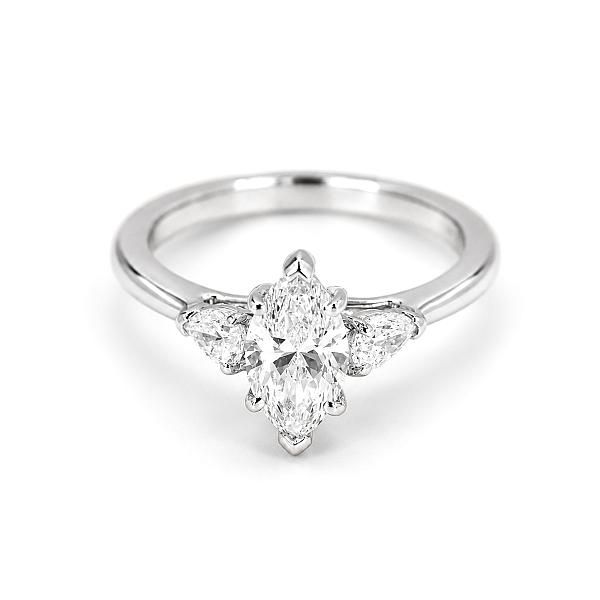 Image of 0.91ct Natural Marquise Brilliant Cut Diamond with Natural Pear Brilliant Cut Diamond Outers Ring in Platinum