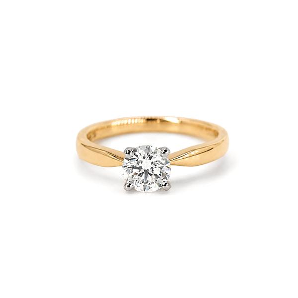 Image of 0.96ct Natural Round Brilliant Cut Diamond Solitaire Ring in Yellow Gold