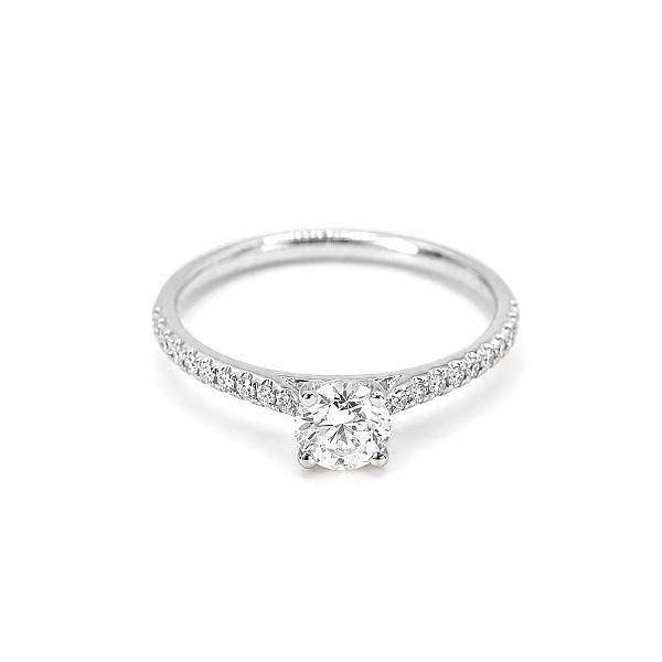 Image of 0.50ct Natural Round Brilliant Cut Diamond with Natural Diamond Set Shoulders Ring in Platinum