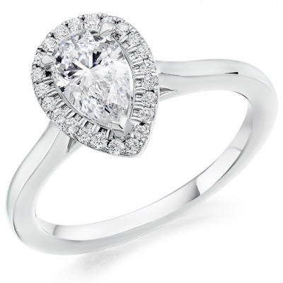 Pear Cut Halo with Plain Shoulders Engagement Ring Metal Image