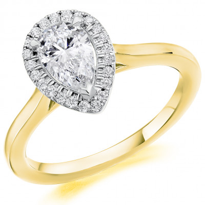 Pear Cut Halo with Plain Shoulders Engagement Ring Metal Image