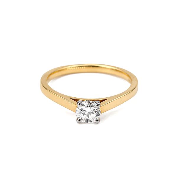 Image of 0.50ct Natural Round Diamond Solitaire Ring | D VS2 | 18ct Yellow Gold & Platinum