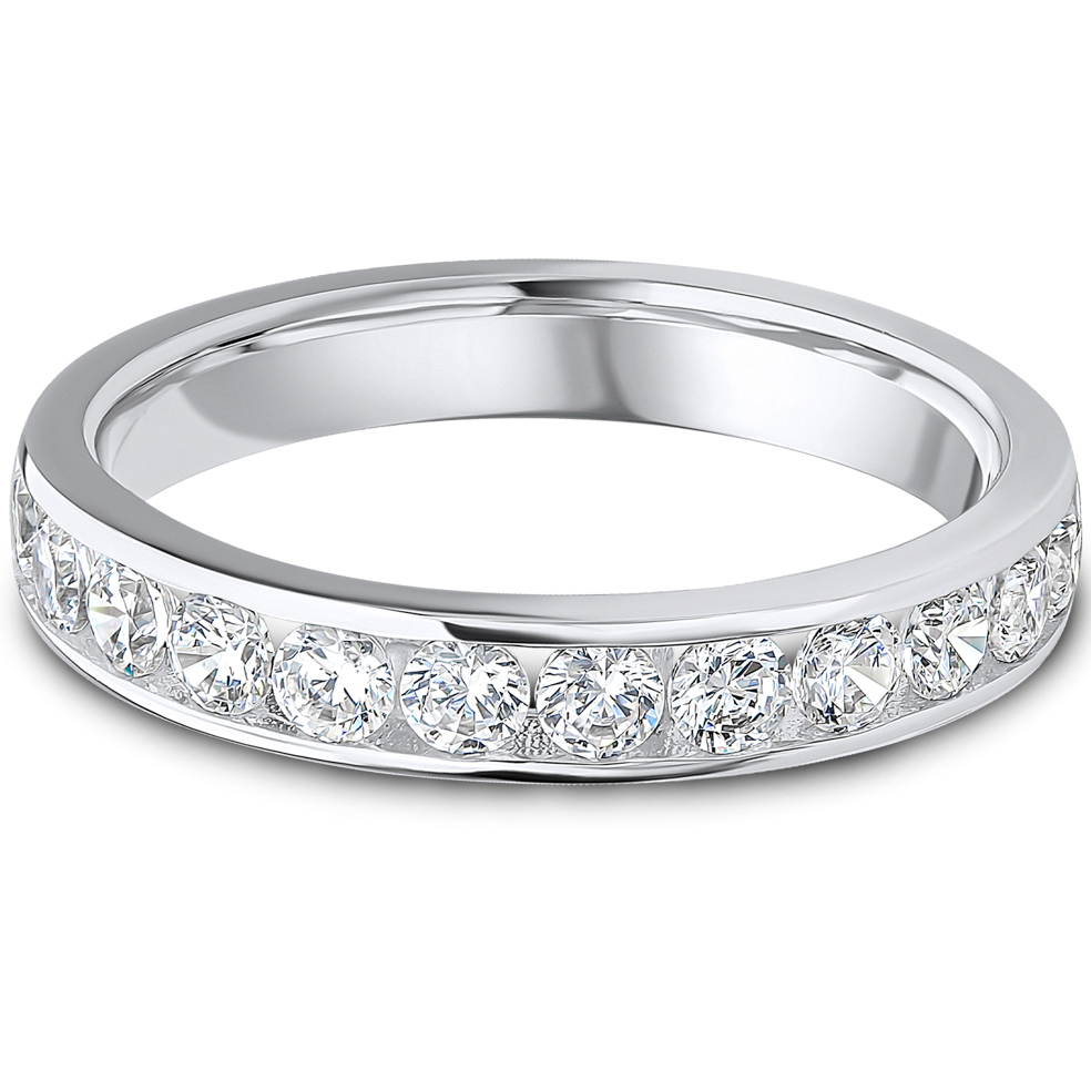 0.75ct Lab Grown Round Diamond Channel Set Wedding Band | D VVS | Platinum Image
