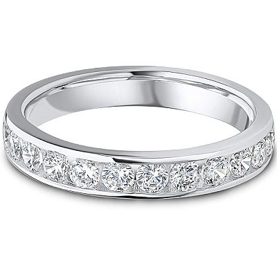 0.75ct Lab Grown Round Diamond Channel Set Wedding Band | D VVS | Platinum Image