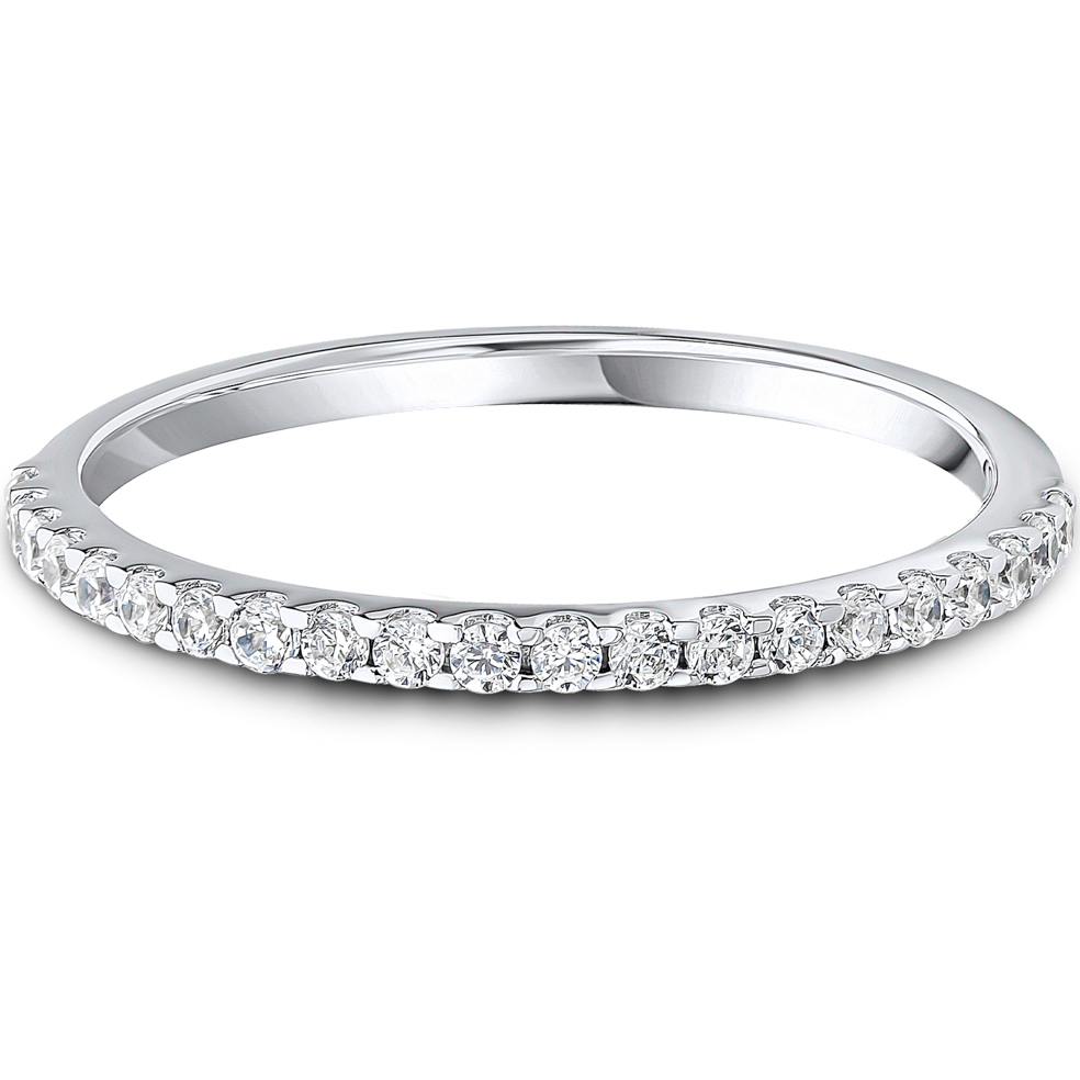 0.20ct Lab Grown Round Diamond Claw Set Wedding Band | D VVS | Platinum Image