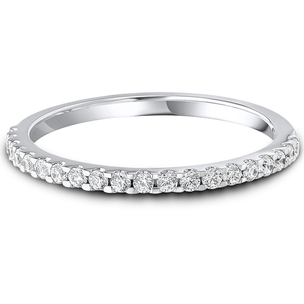 0.25ct Lab Grown Round Diamond Claw Set Wedding Band | D VVS | Platinum Image