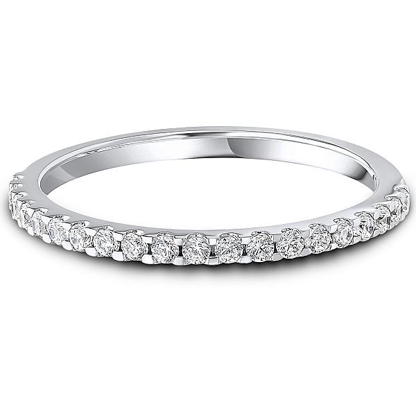 Image of 0.25ct Lab Grown Round Diamond Claw Set Wedding Band | D VVS | Platinum