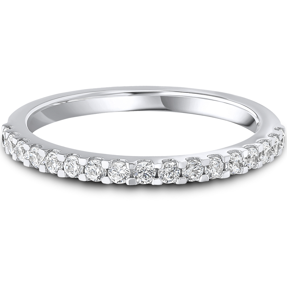 0.33ct Lab Grown Round Diamond Claw Set Wedding Band | D VVS | Platinum Image