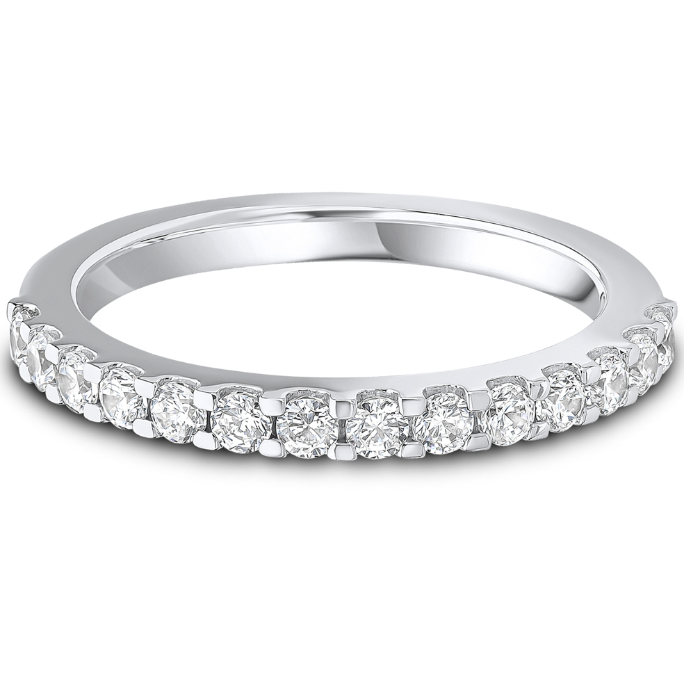 0.50ct Lab Grown Round Diamond Claw Set Band | D VVS | Platinum Image