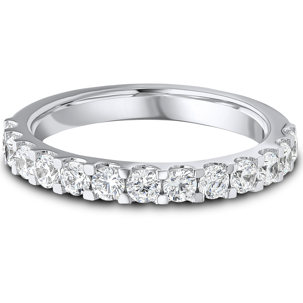 0.75ct Lab Grown Round Diamond Claw Set Band | D VVS | Platinum Image
