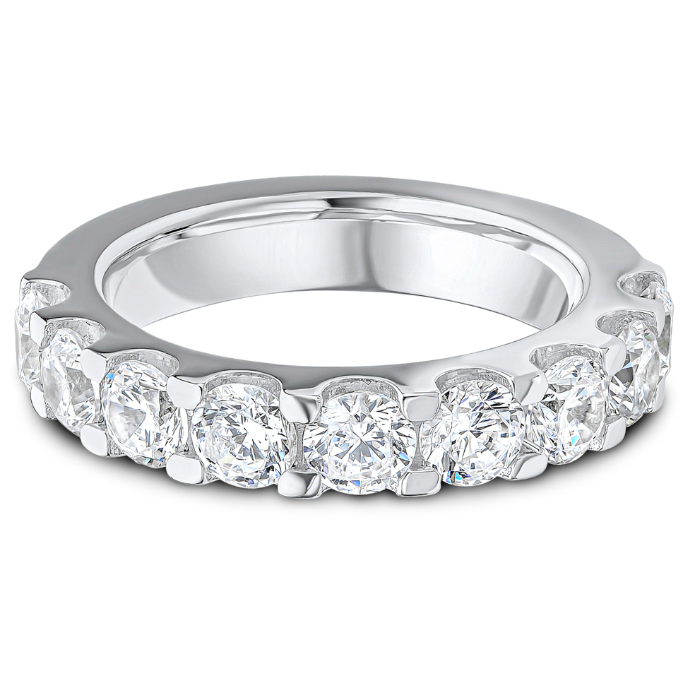 2.00ct Lab Grown Round Diamond Claw Set Band | D VVS | Platinum Image
