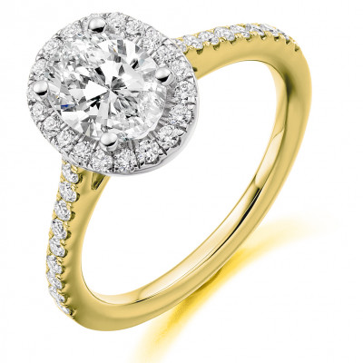 Oval Cut Halo with Diamond Set Shoulders Engagement Ring Metal Image