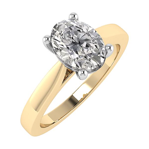 Image of 2.00ct Lab Grown Oval Diamond Solitaire Ring | D VVS2 | 18ct Yellow Gold & Platinum