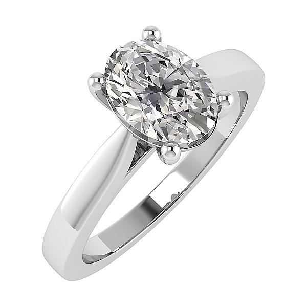 Image of 2.00ct Lab Grown Oval Diamond Solitaire Ring | D VVS2 | Platinum