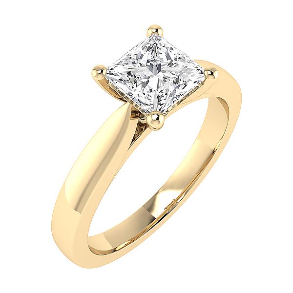Image of 1.40ct Lab Grown Princess Cut Diamond Solitaire Ring | D VVS2 | 18ct Yellow Gold