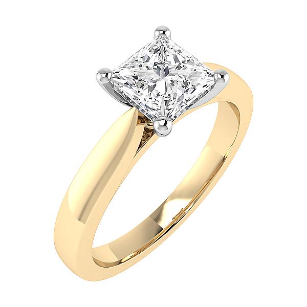 Image of 1.40ct Lab Grown Princess Cut Diamond Solitaire Ring | D VVS2 | 18ct Yellow Gold & Platinum