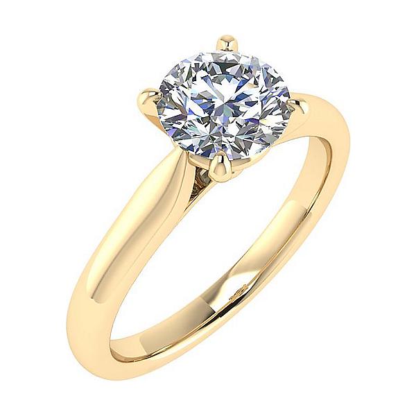 Image of 2.02ct Lab Grown Round Diamond Solitaire Ring | D VVS2 | 18ct Yellow Gold