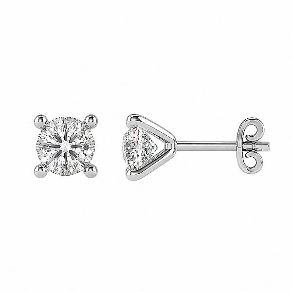 Image of 0.90ct Natural Round Brilliant Cut Diamond Stud Earrings | E SI1 | White Gold