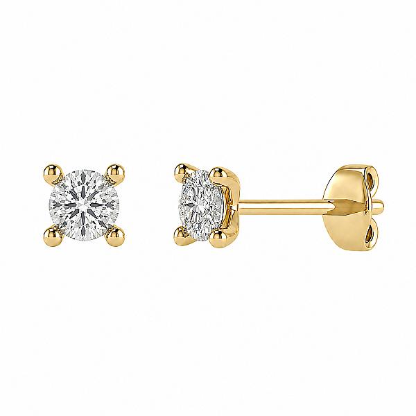 Image of 0.80ct Natural Round Brilliant Cut Diamond Stud Earrings | D SI1 | Yellow Gold
