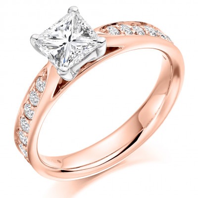 Princess Cut Solitaire with Diamond Set Shoulders Engagement Ring Metal Image