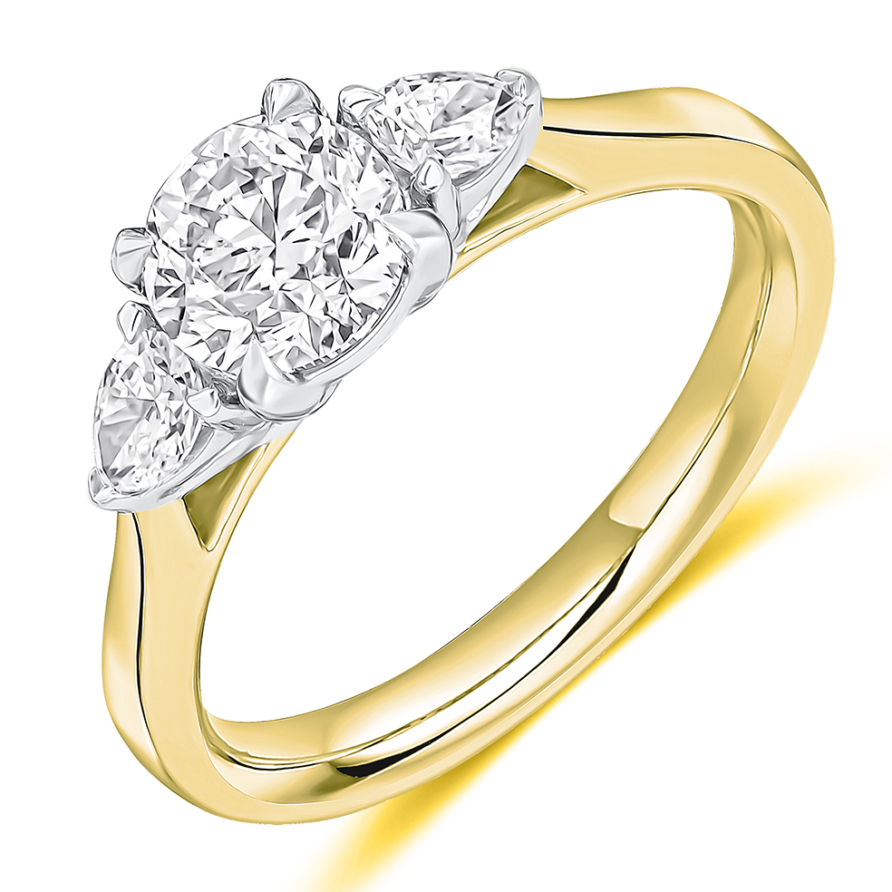 Round Brilliant Trilogy Set with Plain Shoulders  Trilogy Ring Image