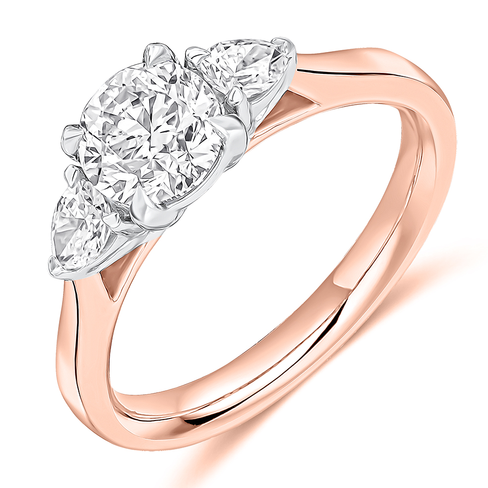 Round Brilliant Trilogy Set with Plain Shoulders  Trilogy Ring Image
