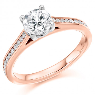 Round Brilliant Solitaire with Diamond Set Shoulders Engagement Ring Metal Image