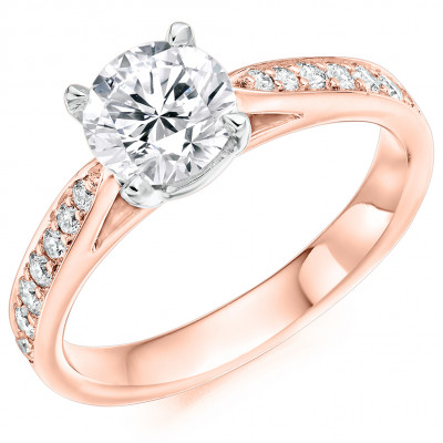 Round Brilliant Solitaire with Diamond Set Shoulders Engagement Ring Metal Image