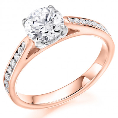 Round Brilliant Solitaire with Diamond Set Shoulders Engagement Ring Metal Image