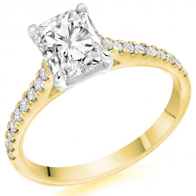 Radiant Cut Solitaire with Diamond Set Shoulders Engagement Ring Metal Image