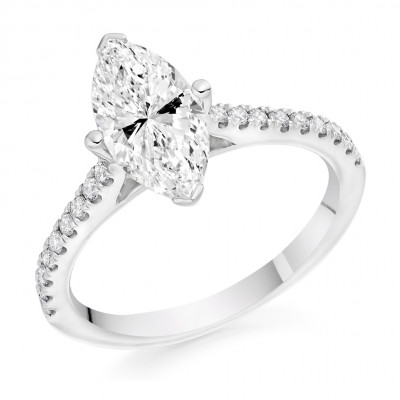 Marquise Cut Solitaire with diamond Set Shoulders Engagement Ring Metal Image