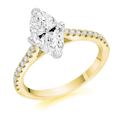 Marquise Cut Solitaire with diamond Set Shoulders Engagement Ring Metal Image