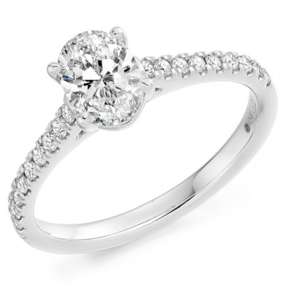 Oval Cut Solitaire with Diamond Set Shoulders Engagement Ring Metal Image