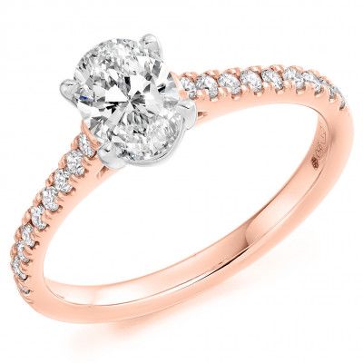 Oval Cut Solitaire with Diamond Set Shoulders Engagement Ring Metal Image