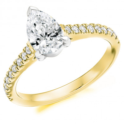 Pear Cut Solitaire with Diamond Set Shoulders Engagement Ring Metal Image