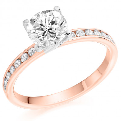 Round Brilliant Solitaire with Diamond Set Shoulders Engagement Ring Metal Image