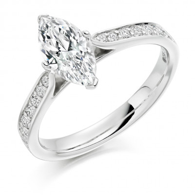 Marquise Cut Solitaire with Diamond Set Shoulders Engagement Ring Metal Image