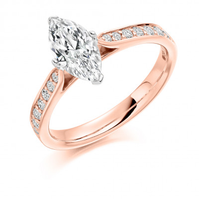 Marquise Cut Solitaire with Diamond Set Shoulders Engagement Ring Metal Image