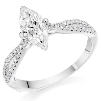 Marquise Cut Solitaire with Diamond Set Shoulders Split Shoulders Engagement Ring Metal Image