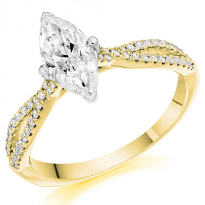 Marquise Cut Solitaire with Diamond Set Shoulders Split Shoulders Engagement Ring Metal Image