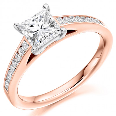 Princess Cut Solitaire with Diamond Set Shoulders Engagement Ring Metal Image