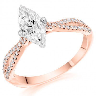 Marquise Cut Solitaire with Diamond Set Shoulders Split Shoulders Engagement Ring Metal Image