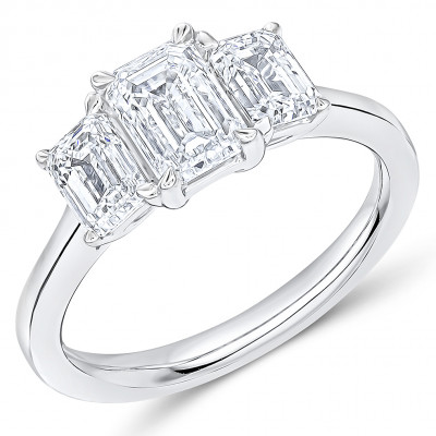 Emerald Cut Trilogy Set with Plain Shoulders Trilogy Ring Metal Image