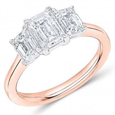 Emerald Cut Trilogy Set with Plain Shoulders Trilogy Ring Metal Image