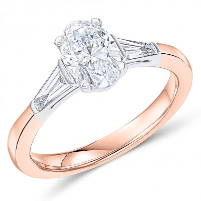 Oval Cut Trilogy Set with Plain Shoulders  Trilogy Ring Metal Image