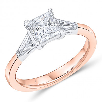Princess Cut Trilogy Set with Plain Shoulders  Trilogy Ring Metal Image