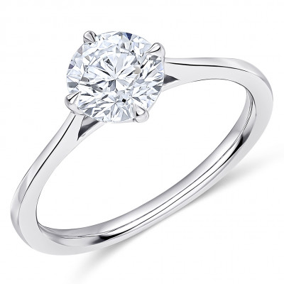 Round Brilliant Solitaire with Plain Shoulders Engagement Ring Metal Image