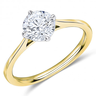 Round Brilliant Solitaire with Plain Shoulders Engagement Ring Metal Image