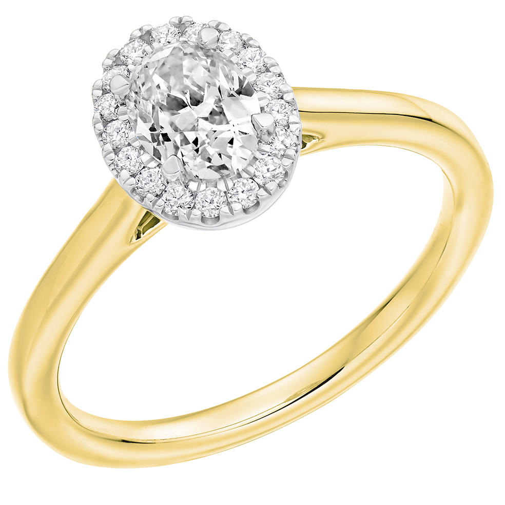 Oval Cut Halo with Plain Shoulders Engagement Ring Image